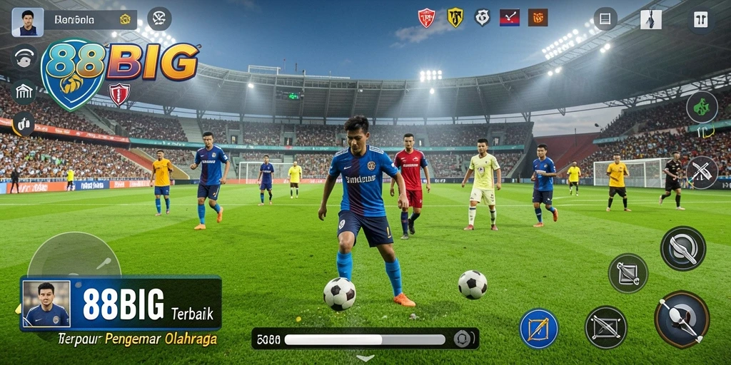 Tampilan gameplay menegangkan di lapangan sepak bola.