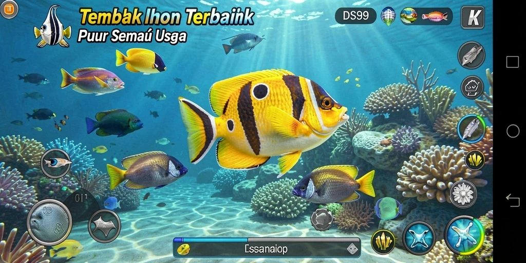 Screenshot gameplay DS99 menampilkan aksi seru Tembak Ikan.