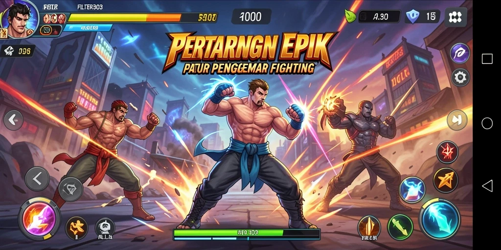 Tampilan aksi menegangkan dari FILTER303 saat pertarungan berlangsung.