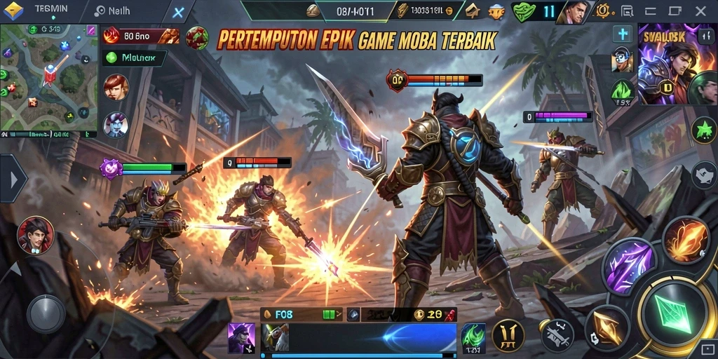 Tampilan gameplay seru dalam game MOBA FO8.