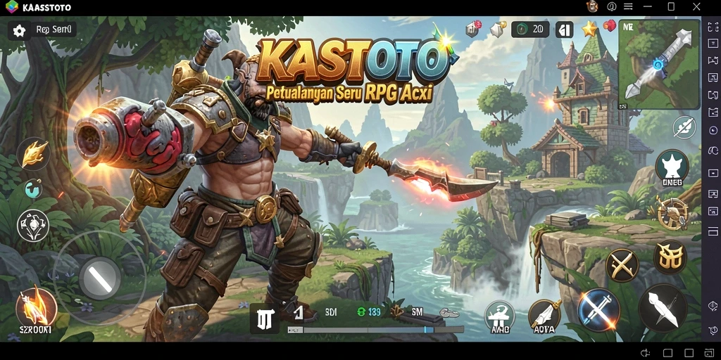 Tampilan gameplay KASTOTO dengan aksi pertarungan seru dan karakter unik.