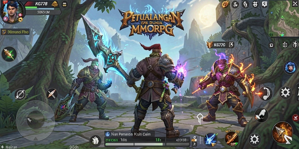 Tampilan menarik dari gameplay MMORPG KG778 di dunia fantasi.