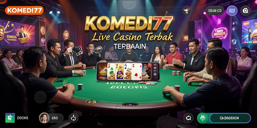 Screenshot KOMEDI77 menampilkan dealer langsung dan gameplay yang menarik.