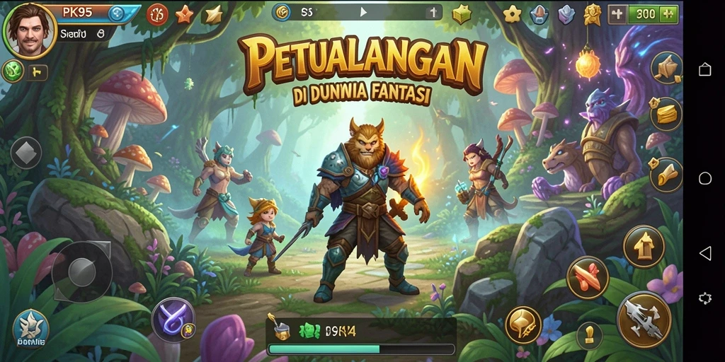 Tampilan gameplay PK95 menampilkan aksi seru dan eksplorasi dunia fantasi.