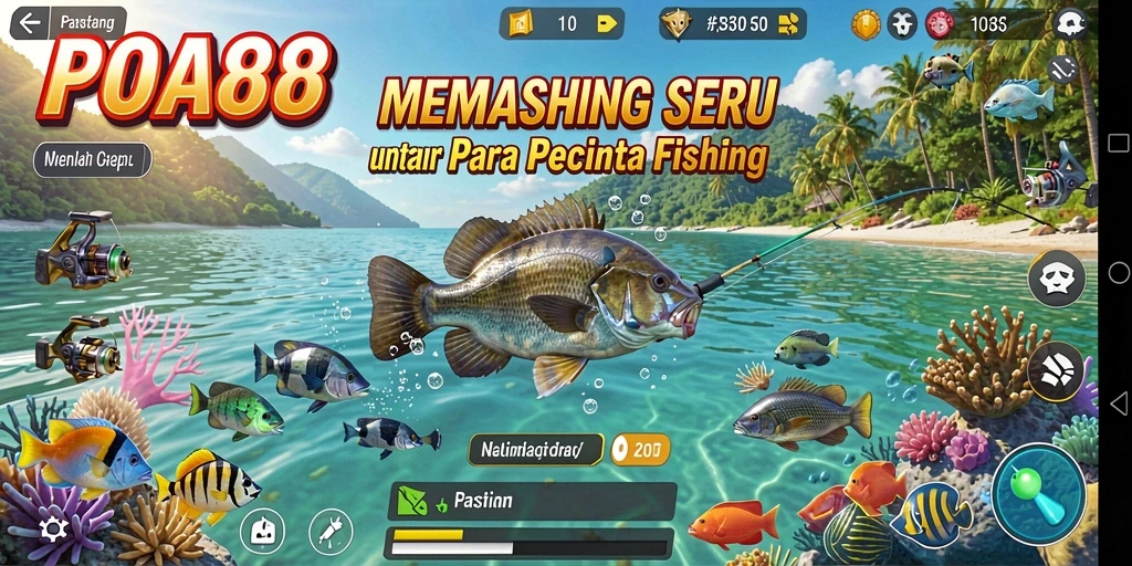 Screenshot gameplay <strong>POA88</strong> yang menunjukkan aksi memancing yang intens.