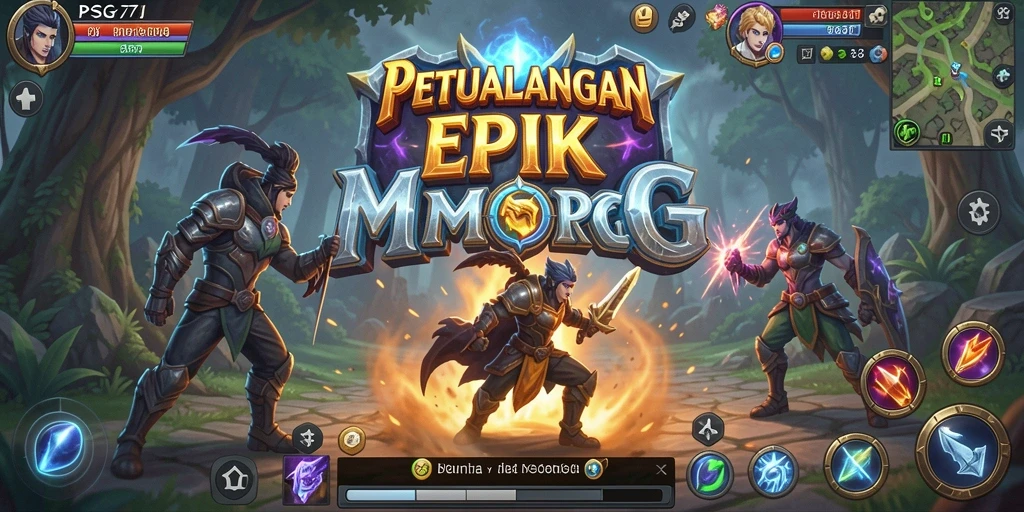 Gim PSG77 menampilkan pertarungan seru dalam dunia MMORPG.