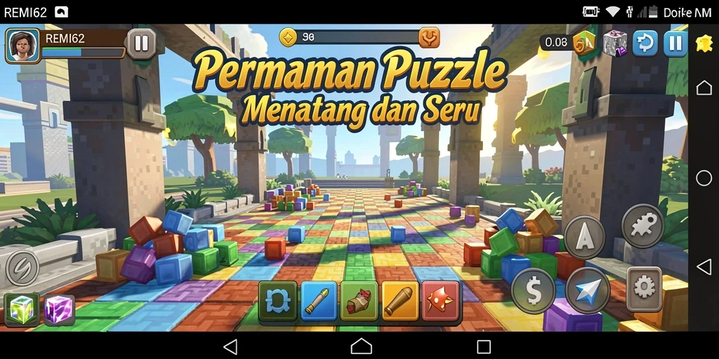 Tampilan gameplay seru dari REMI62 dengan berbagai tantangan puzzle.