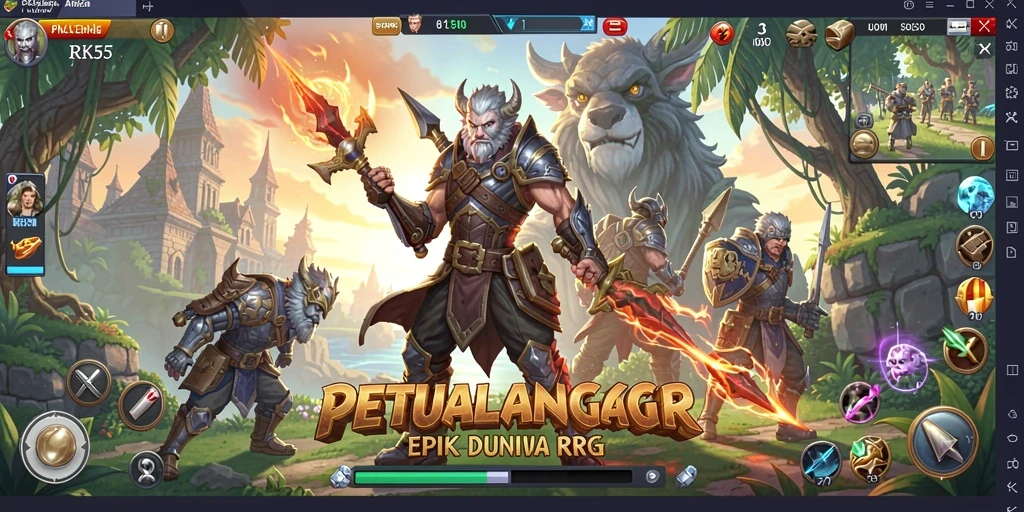 Screenshot gameplay RK55 menampilkan aksi pertarungan yang intens.