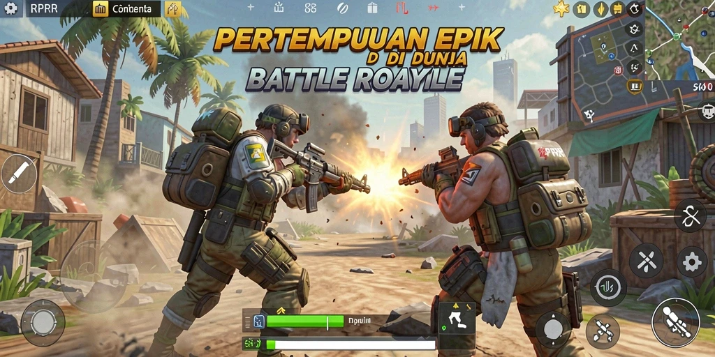 Gameplay RPRR yang intens dan mendebarkan dalam pertempuran Battle Royale.