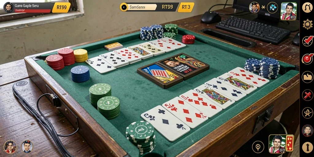 Screenshot gameplay RT99 menampilkan momen seru permainan Gaple.