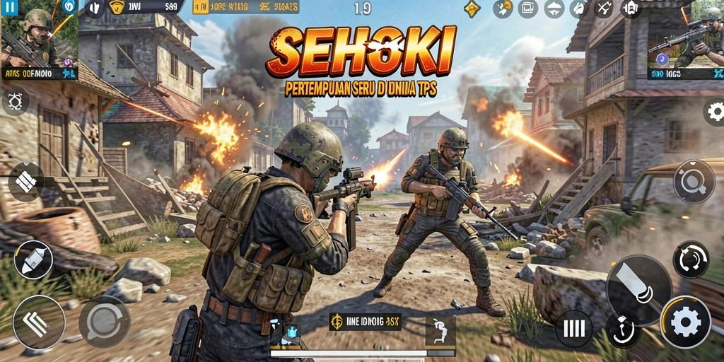 Screenshot SEHOKI menampilkan aksi pertempuran TPS yang seru.
