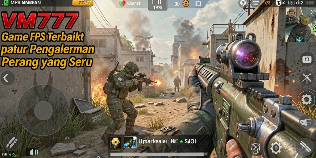 Screenshot VM777 menampilkan aksi tembak menembak yang seru.